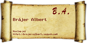 Brájer Albert névjegykártya